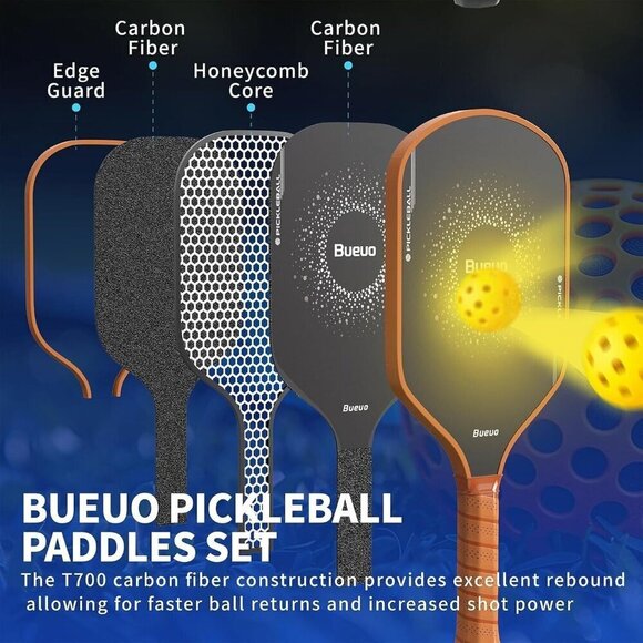 T700 Sandblasted Carbon Fiber Pickleball Paddle Lightweight Durable Spin Control - Picture 3 of 6